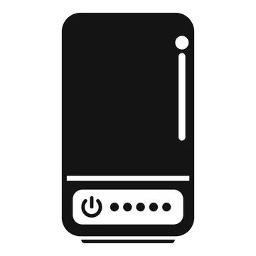 Black and white icon of computer tower Stock Illustration