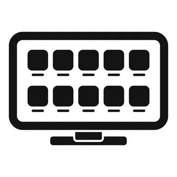 Black and white icon of a computer monitor displaying multiple software updates 스톡 일러스트
