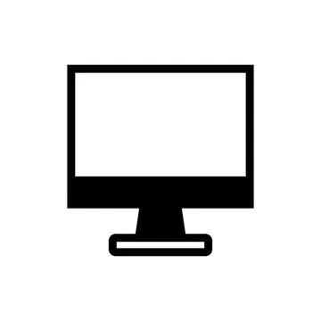 Black and White Icon of a Computer Monitor on a Plain Background Stockillustratie