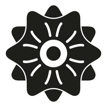 Black and white icon displaying abstract sun flower Illustrazione stock