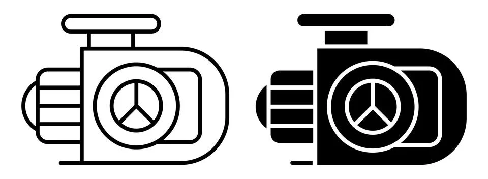 Black and White Icon of Engine with Gear Design for Creative Projects Stock Illustration