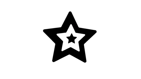 A black and white icon featuring a large, five-pointed star outline. Stock Footage 322159509
