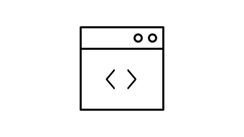 Black and white icon featuring a code symbol, representing programming or so.. 動画素材 333550440