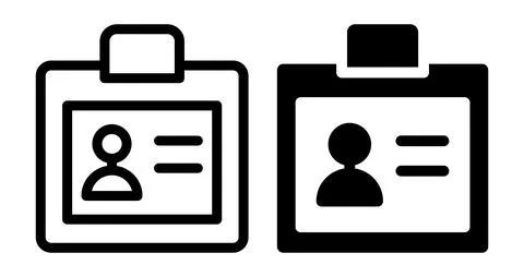 Black and White Icon of Identification Badges for Security and Access Control 스톡 일러스트