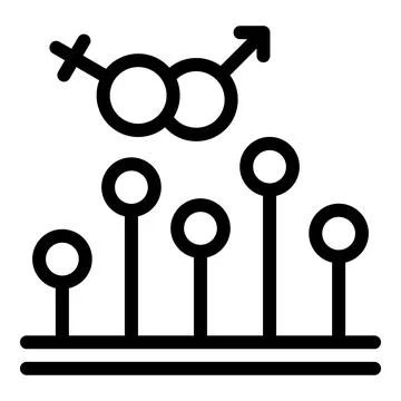 Black and white icon representing gender equality with male and female symbols Stock Illustration