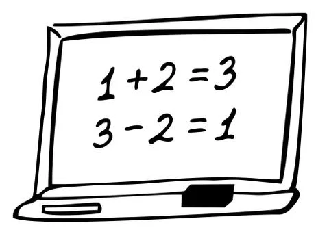 Black-and-white icon of a school Board with mathematical examples Stock Illustration