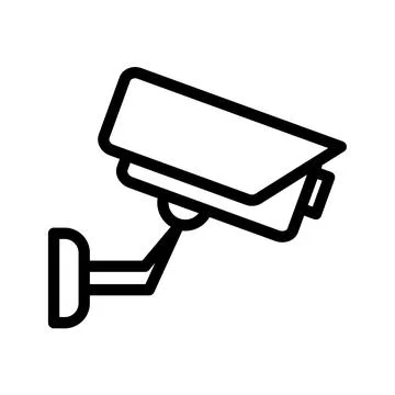 Black and White Icon of a Security Camera on a Simple Background Illustrazione stock