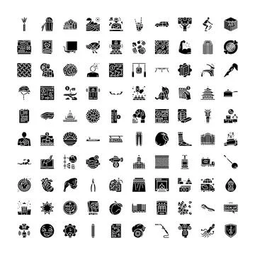 Black and white icon set illustrating modern life Stock Illustration