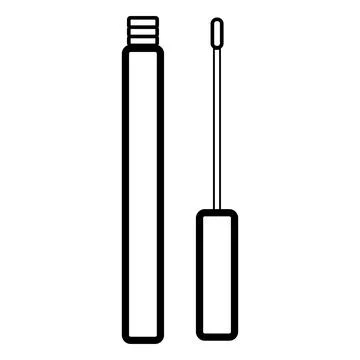 Black and white icon simple linear fashionable glamorous liquid lipstick, lip Stock Illustration