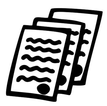 Black and white icon of a stack of legal documents, vector illustration Stock Illustration