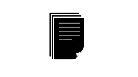 Black and white icon of a stack of documents or files minimalist design on .. Stock Illustration