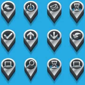 Black and white icons computer icons. isometric 스톡 일러스트