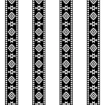 A black and white ikat effect striped pattern border Stock Illustration