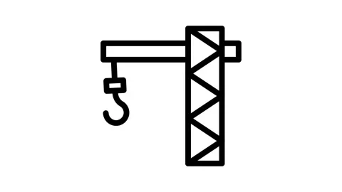A black and white illustration of a cargo crane, showcasing its bristles an.. Vídeo Stock 335118606