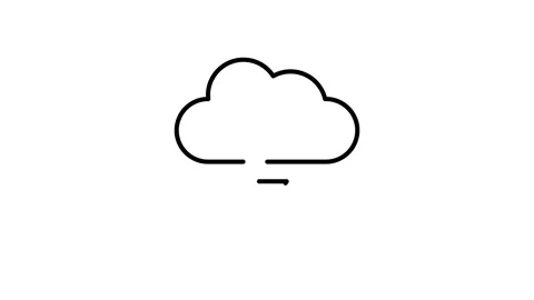 A black and white illustration of a cloud with a prominent lightning bolt s.. Stock Footage 333462103