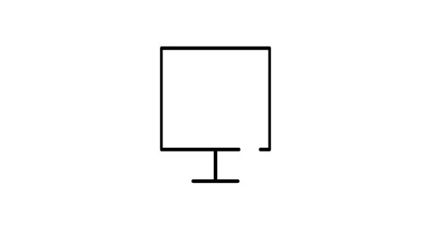 Black and white illustration of a computer monitor, showcasing a simple and.. Stock Footage 333906219