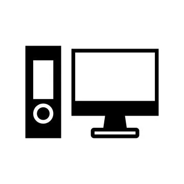 Black and White Illustration of Computer and Binder for Office Use 스톡 일러스트