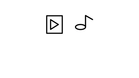 Black and white illustration featuring a speaker, music player, and a music.. 動画素材 333549598