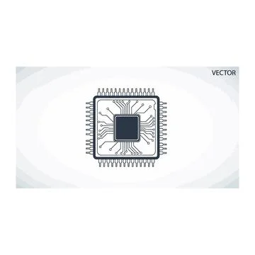 Black and white illustration of a microchip Stock Illustration