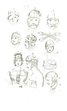 Black and white illustrations for future doctors from a nineteenth-century Stock Illustration