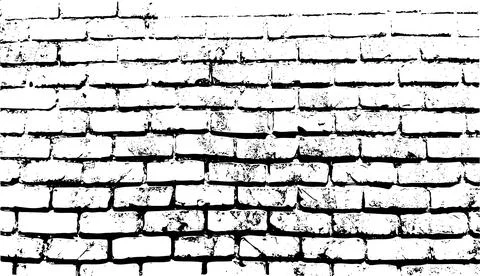A black and white image of a brick wall, Vintage old brick wall texture Stock Illustration