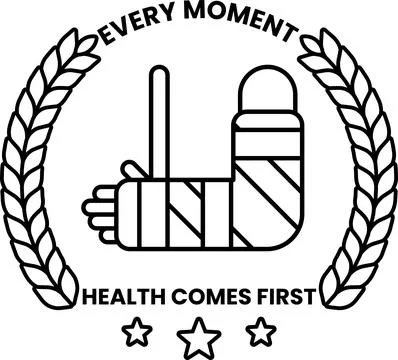 A black and white image of a broken arm with the words "every moment" writt.. Stock Illustration
