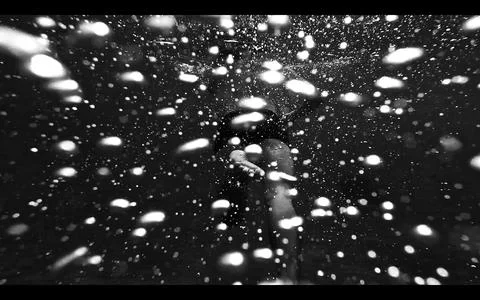 Black and white Image Bubbles underwater Stock Photos