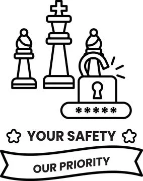 A black and white image of a chess board with a lock on it Illustrazione stock