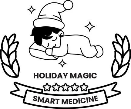 A black and white image of a child sleeping with a white hat on Stock Illustration
