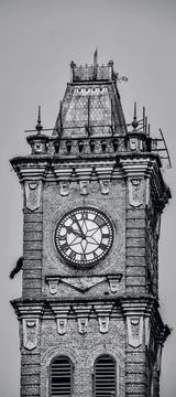 Black and White image of Clock Tower Foto stock