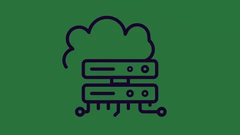A black and white image of cloud on green background line drawing icon with Stock Footage 336858618