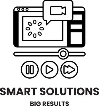 A black and white image of a computer screen with a video playing Stock Illustration