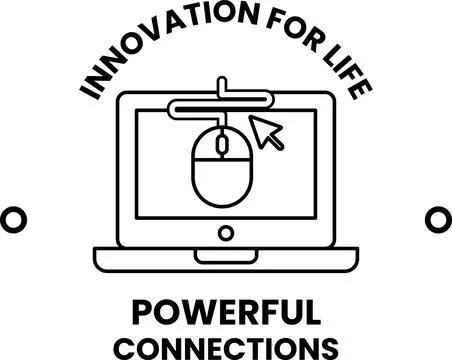 A black and white image of a computer mouse on a laptop Stock Illustration