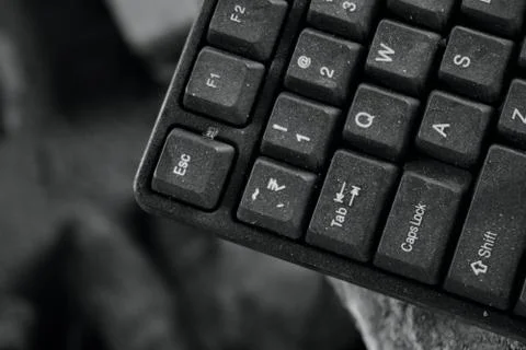 Black and white image of a computer keyboard Stock Photos