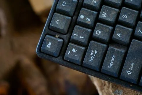 Black and white image of a computer keyboard Stockfoto's