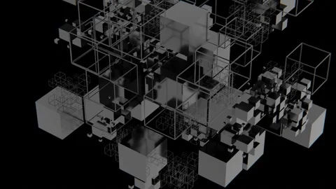 A black and white image of a cube Video stock 309985110