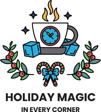 A black and white image of a cup with a clock on it 스톡 일러스트