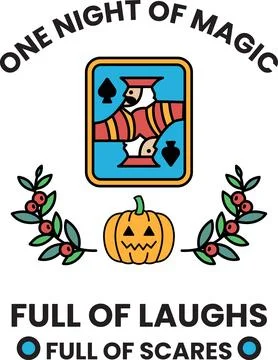 A black and white image of a deck of cards with a pumpkin Stock Illustration