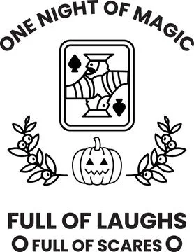 A black and white image of a deck of cards with a pumpkin Stock Illustration