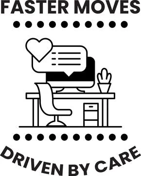 A black and white image of a desk with a computer monitor, a chair Stock Illustration