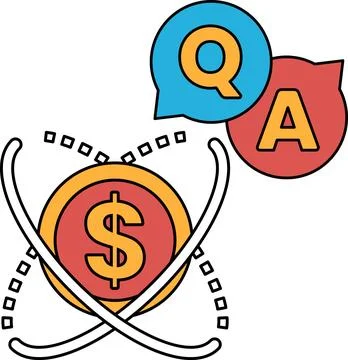 A black and white image of a dollar sign and a question mark Stock Illustration