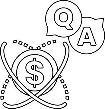 A black and white image of a dollar sign and a question mark Stock Illustration