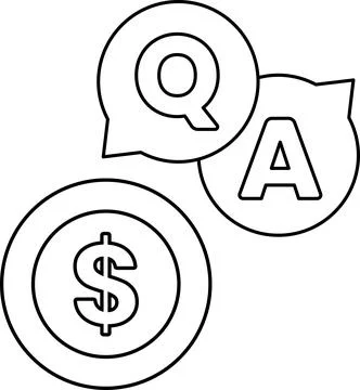 A black and white image of a dollar sign and a question mark Stock Illustration