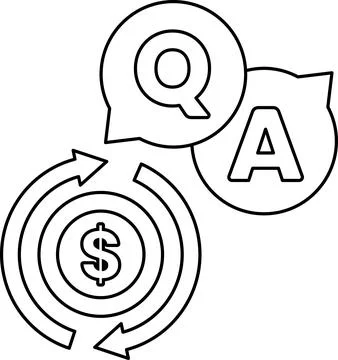 A black and white image of a dollar sign and a question mark Stock Illustration