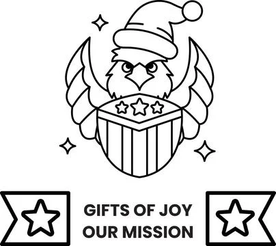 A black and white image of an eagle with a hat and a star on its head Stock Illustration