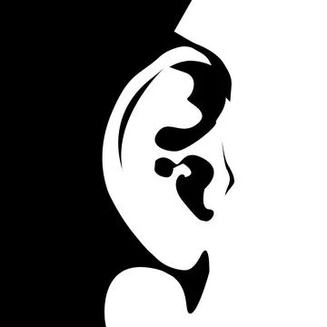 Black and white image of the ear Stock Illustration