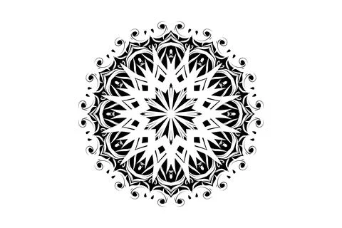 A black and white image featuring an intricate circular pattern Stockillustratie