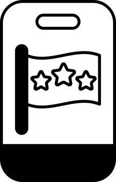 A black and white image of a flag with three stars and a refrigerator Stock Illustration