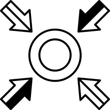 A black and white image of four arrows pointing in different directions Stock Illustration