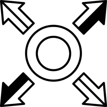 A black and white image of four arrows pointing in different directions Stock Illustration